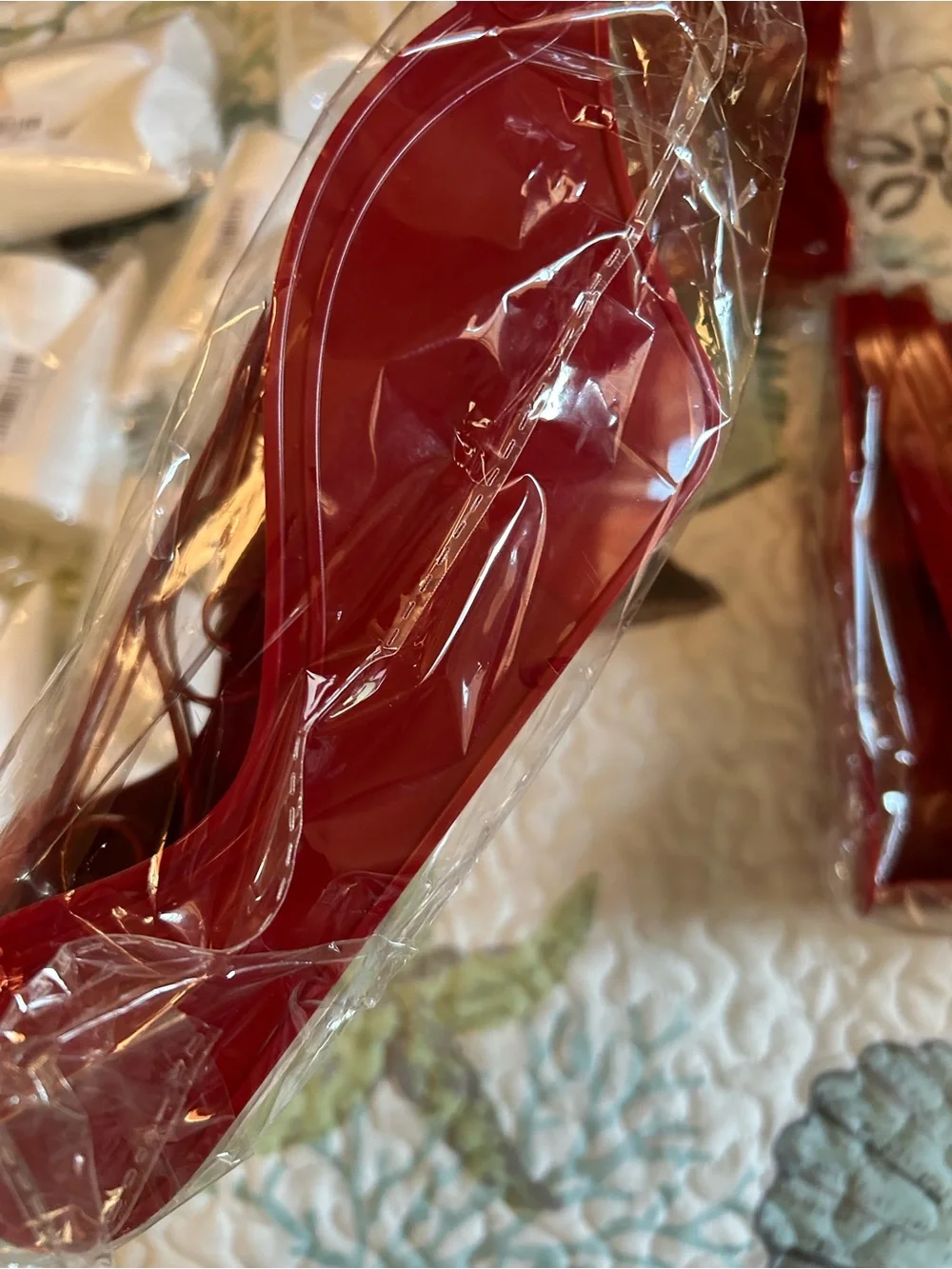 9 paks of White Foam Cone Party Decorations & 3 Red Plastic Sleds for crafting